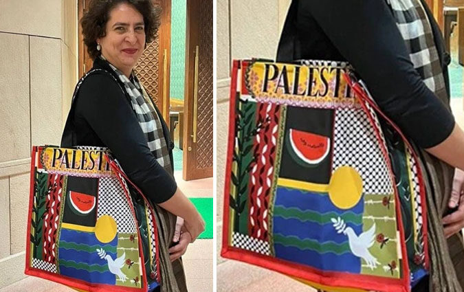 Priyanka Gandhi's Palestine Bag Sparks BJP Criticism