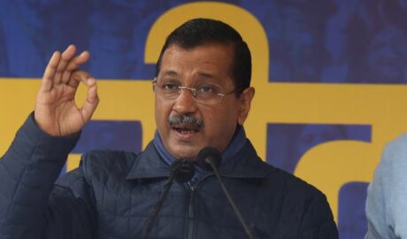 "Arvind Kejriwal addressing a press conference, highlighting concerns over Amit Shah's remarks on Dr. B.R. Ambedkar. Includes mentions of his letter to Andhra Pradesh CM N Chandrababu Naidu and Bihar CM Nitish Kumar, criticizing BJP's stance and emphasizing Ambedkar's contributions to Indian democracy."